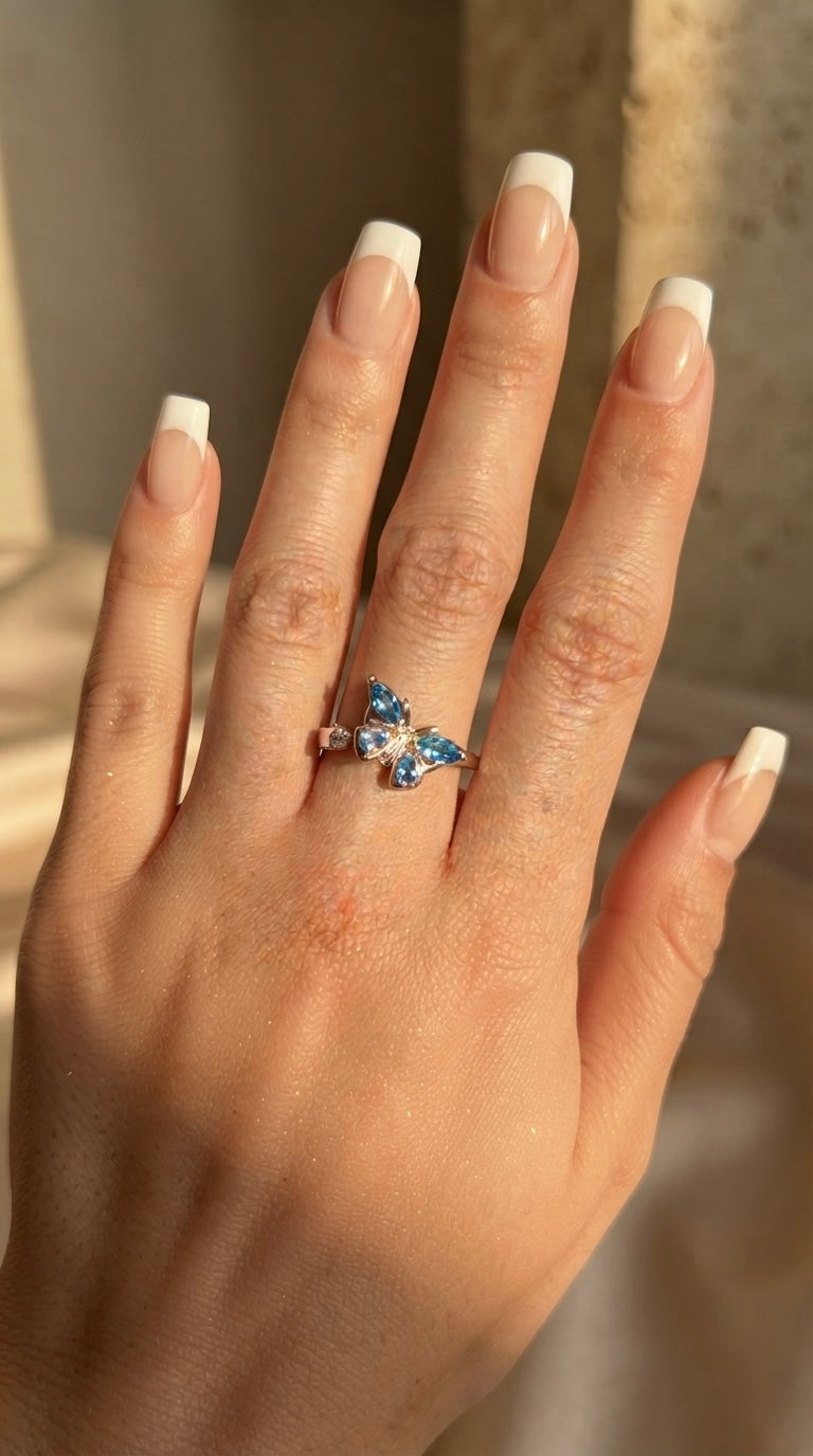Azure Butterfly Spinner Ring by Lupaire