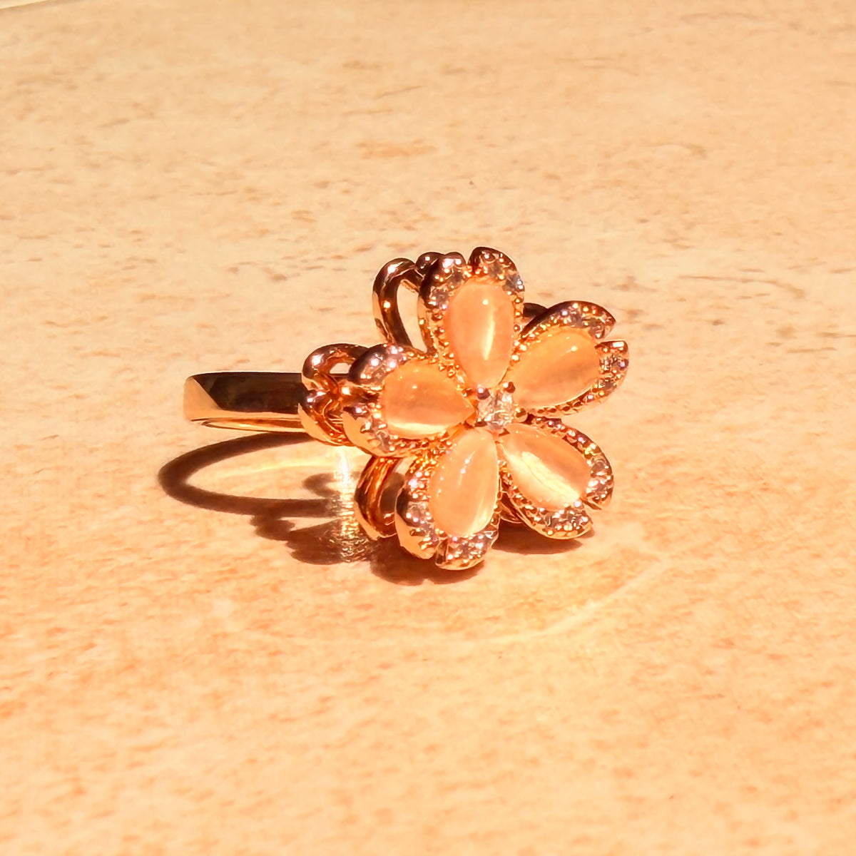 Peach Blossom Spinner Ring by Lupaire