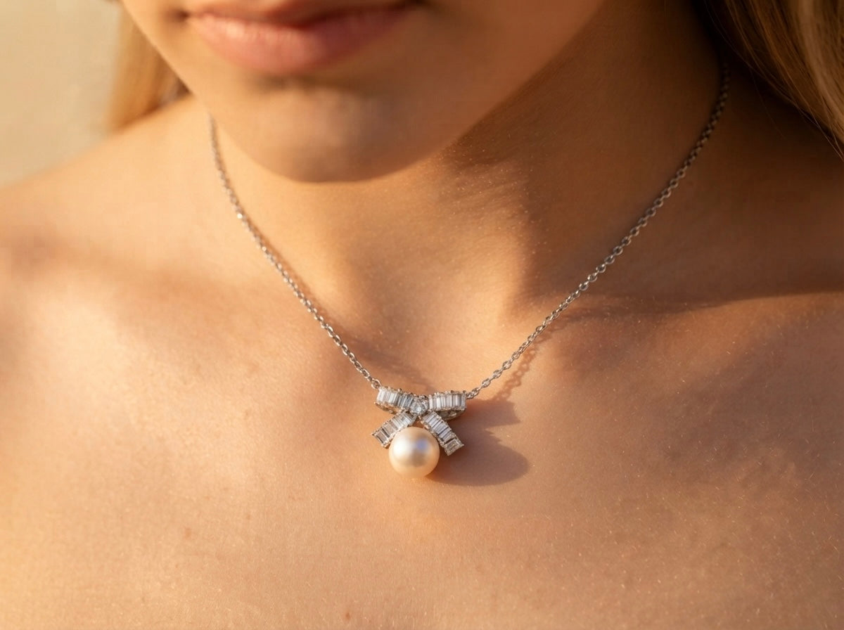 Ribbon Pearl Necklace by Lupaire