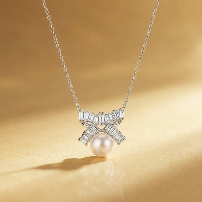Ribbon Pearl Necklace by Lupaire