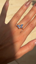 Azure Butterfly Spinner Ring by Lupaire